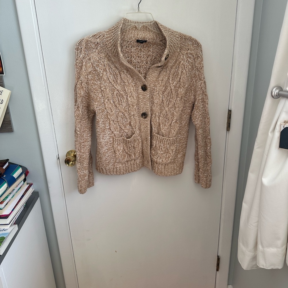 Talbots Cable Knit Cardigan Sweater - Tan
